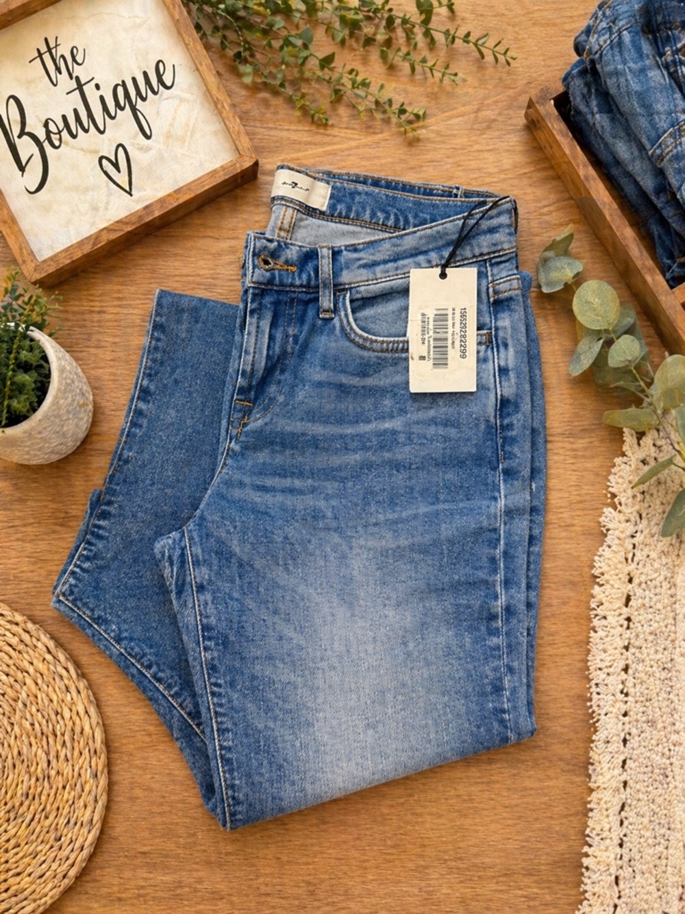7 For All Mankind Blue Denim Jeans Size 26 NWT - Picture 2 of 3